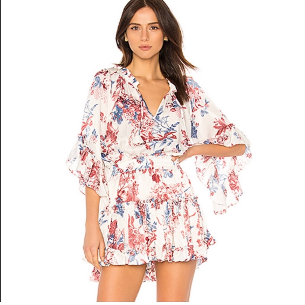 Misa Lucienne Anthropologie Floral Ruffle Dress